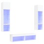 Muebles de TV de pared con LED 6 pzas madera ingeniería blanco