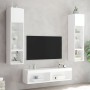 Muebles de TV de pared con LED 6 pzas madera ingeniería blanco