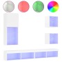 Muebles de TV de pared con LED 5 pzas madera ingeniería blanco