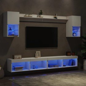 Muebles de TV de pared con LED 6 pzas madera ingeniería blanco en Muebles TV | Comprar online en Foro24