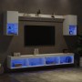 Muebles de TV de pared con LED 6 pzas madera ingeniería blanco