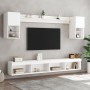 Muebles de TV de pared con LED 6 pzas madera ingeniería blanco