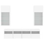 Muebles de TV de pared con LED 5 pzas madera ingeniería blanco