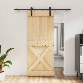 Schiebetür mit massiven Kiefernbefestigungen 85x210 cm von vidaXL, Türen - Ref: Foro24-3202981, Preis: 175,41 €, Rabatt: %
