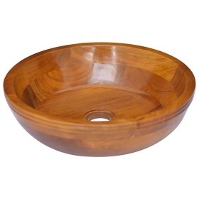 Lavabo de madera maciza de teca Φ40x10 cm en Lavabos | Comprar online en Foro24