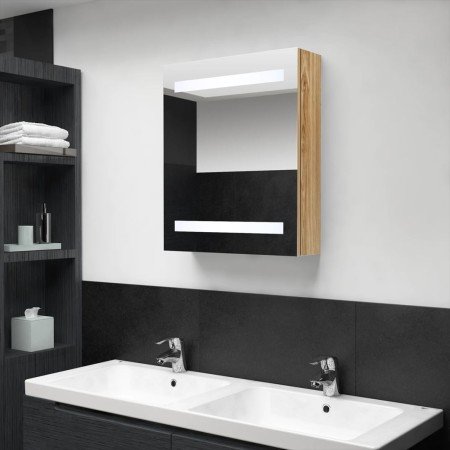 Armario de baño con espejo roble 50x14x60 cm en Tocadores de baño | Comprar online en Foro24