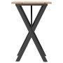 Mesa de comedor marco X madera maciza pino y acero 50x50x75 cm