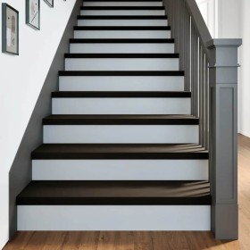 Peldaños de escalera 12 uds madera maciza roble marrón oscuro