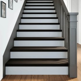 Peldaños de escalera 16 uds madera maciza roble marrón oscuro