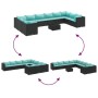 Set de muebles de jardín 10 pzas cojines ratán sintético negro