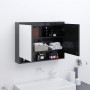 Armario de baño con espejo MDF negro brillante 80x15x60 cm