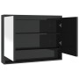 Armario de baño con espejo MDF negro brillante 80x15x60 cm