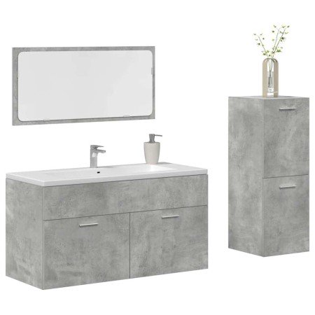 Set muebles de baño 2 piezas madera contrachapada gris hormigón en Muebles de baño | Comprar online en Foro24
