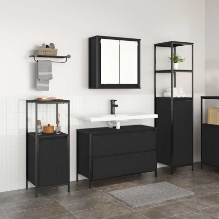Juego de muebles de baño 3 pcs Roble negro 90 x 34.5 x 60 cm