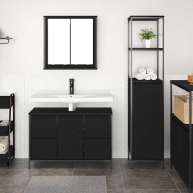 Juego de muebles de baño 2 pcs Roble negro 36 x 35 x 165 cm
