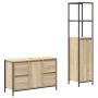 Juego de muebles de baño con cajón 2 pcs Roble Sonoma y Negro
