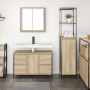 Juego de muebles de baño con cajón 2 pcs Roble Sonoma y Negro
