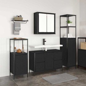 Juego de muebles de baño 3 pcs Roble negro 36 x 35 x 165 cm