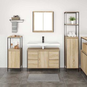 Juego de muebles de baño con cajón 3 pcs Roble Sonoma y Negro en Tocadores de baño | Comprar online en Foro24