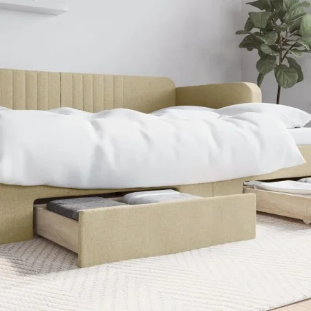 Cajones de cama 2 uds madera de ingeniería y tela color crema de vidaXL, Camas y accesorios - Ref: Foro24-833914, Precio: 45,...