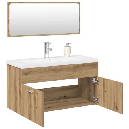Juego de muebles baño 3 piezas madera ingeniería roble artisan en Muebles de baño | Comprar online en Foro24