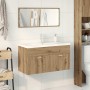 Juego de muebles baño 3 piezas madera ingeniería roble artisan en Muebles de baño | Comprar online en Foro24