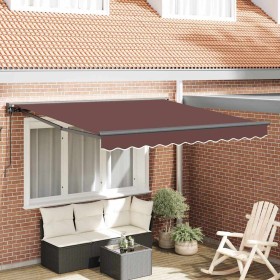 Toldo Retráctil Manual Marrón 350x250 cm tela