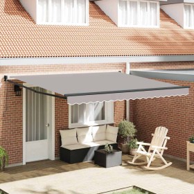 Toldo Retráctil Gris claro 400 x 300 cm Poliéster