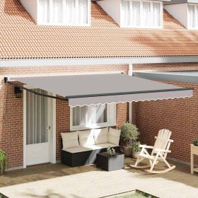 Toldo Retráctil Gris claro 400 x 300 cm Poliéster