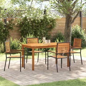 Conjunto de Comedor de Jardín 5 pcs Negro Poliratán