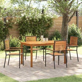 Conjunto de Comedor de Jardín 5 pcs Negro Poliratán