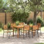 Conjunto de Comedor de Jardín 7 pcs Negro Poliratán