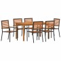 Conjunto de Comedor de Jardín 7 pcs Negro Poliratán