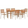 Conjunto de Comedor de Jardín 7 pcs Beige Poliratán