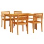 Conjunto de Comedor de Jardín 5 pcs Marrón
