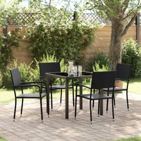 Conjunto de Comedor de Jardín 5 pcs Negro Poliratán