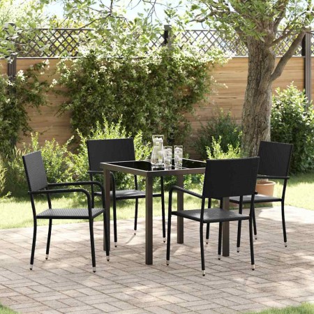 Conjunto de Comedor de Jardín 5 pcs Negro Poliratán