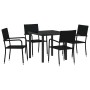 Conjunto de Comedor de Jardín 5 pcs Negro Poliratán