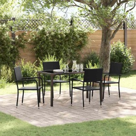 Conjunto de Comedor de Jardín 5 pcs Negro Poliratán