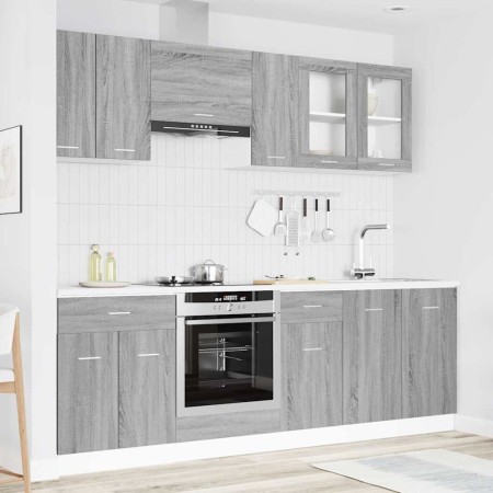 Conjunto de armarios de cocina con cajón Lyon 8 pcs Gris Sonoma