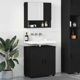 Juego de muebles de baño Montaje en la pared 2 pcs Negro en Tocadores de baño | Comprar online en Foro24