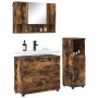 Juego de muebles de baño 3 pcs Roble ahumado 76.5 x 35 x 64 cm