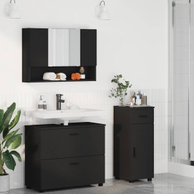 Juego de muebles de baño 3 pcs Negro 76.5 x 35 x 64 cm