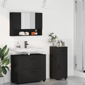 Juego de muebles de baño 3 pcs Negro 76.5 x 35 x 64 cm
