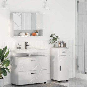 Juego de muebles de baño con cajón 3 pcs Blanco brillante