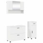 Juego de muebles de baño con cajón 3 pcs Blanco brillante