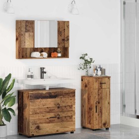 Juego de muebles de baño 3 pcs Madera vieja 76.5 x 35 x 64 cm