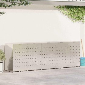 Almacenamiento de cubos Wheelie para 3 cubos Plateado en Soportes para contenedores de residuos | Comprar online en Foro24