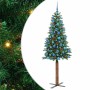 Árbol de Navidad Delgado con 300 LED con soporte Verde 180 cm