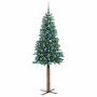 Árbol de Navidad Delgado con 300 LED con soporte Verde 180 cm